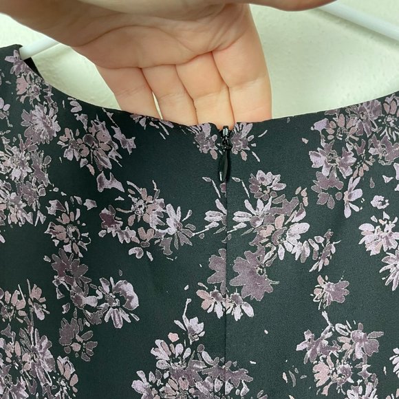 VTG 90s‎ Talbots Sz 10 Black & Purple Floral Maxi Dress Whimsy Goth Cottagecore - Picture 6 of 9